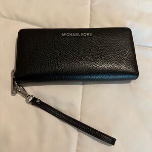 Michael Kors Black Leather Wristlet Wallet